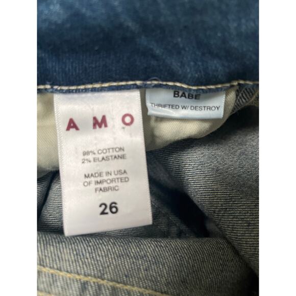 AMO Babe w/ hem denim jeans wash: thrifted with destroy size 26 - Picture 4 of 9